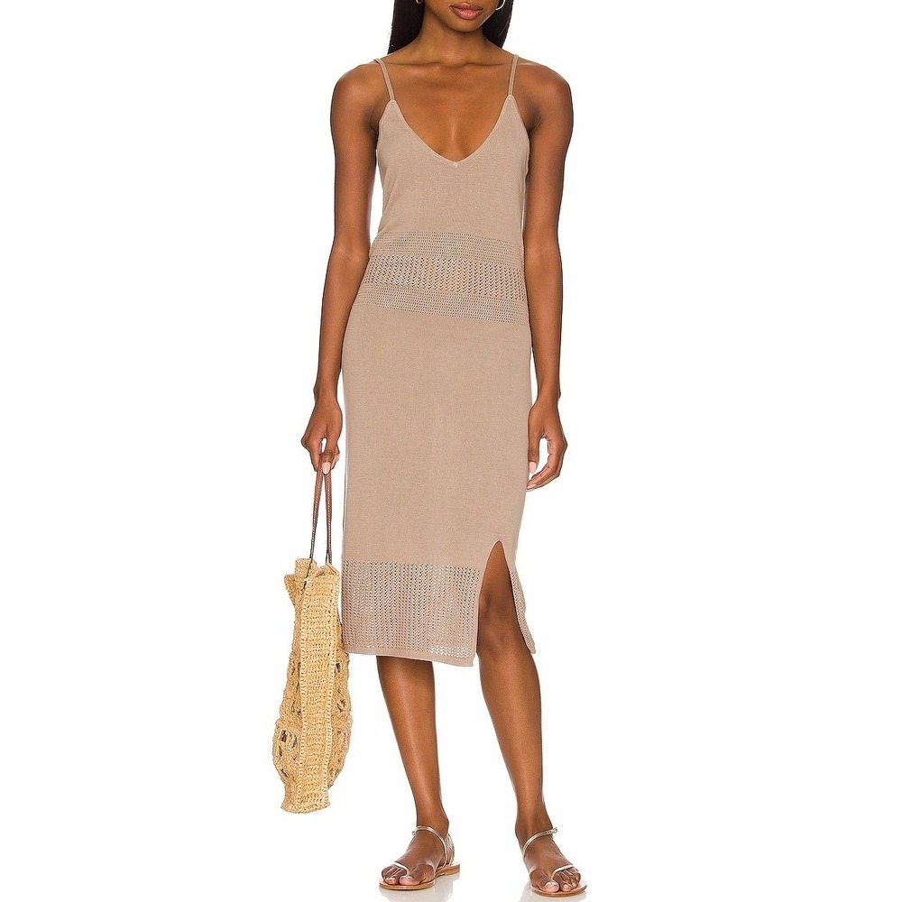 Elegant Tan Midi Dress
